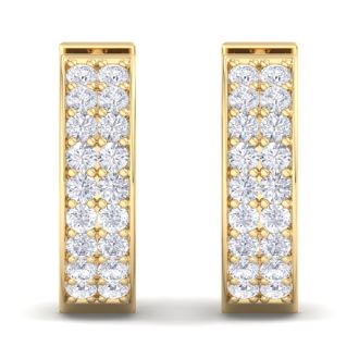 1/2 Carat Diamond Mens Hoop Earrings In 14 Karat Yellow Gold