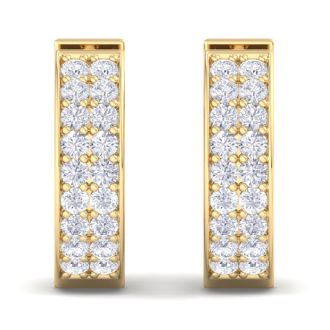 1/2 Carat Diamond Mens Hoop Earrings In 14 Karat Yellow Gold