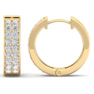 1/2 Carat Diamond Mens Hoop Earrings In 14 Karat Yellow Gold