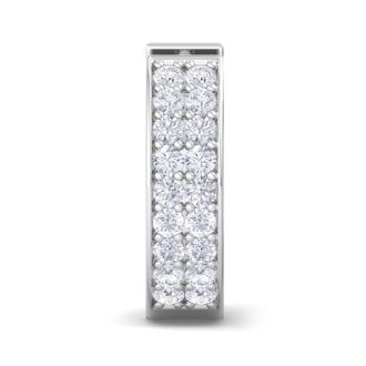 1/4 Carat Diamond Single Mens Hoop Earring In 14 Karat White Gold