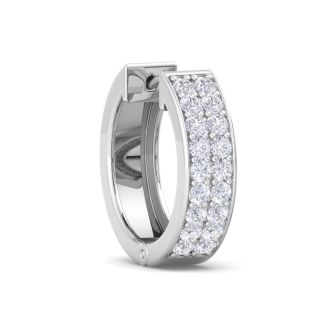 1/4 Carat Diamond Single Mens Hoop Earring In 14 Karat White Gold