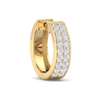 1/4 Carat Diamond Single Mens Hoop Earring In 14 Karat Yellow Gold