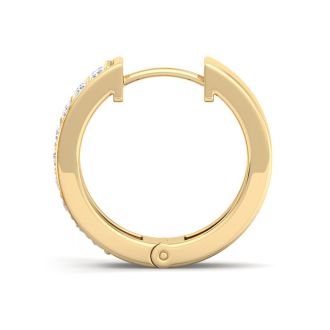 1/4 Carat Diamond Single Mens Hoop Earring In 14 Karat Yellow Gold