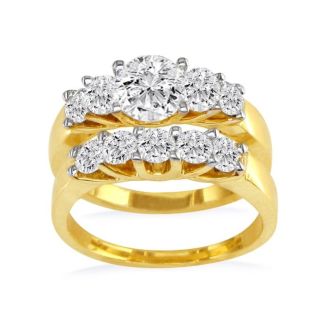1 Carat Diamond Bridal Set With 1/3 Carat Center Diamond in 14k Yellow Gold