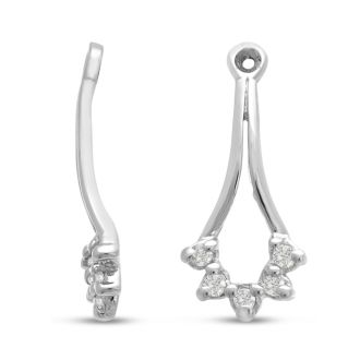 Estate Jewelry 14 Karat White Gold Cluster Dangle Diamond Earring Jackets, Dress Up Your Stud Earrings & SAVE!