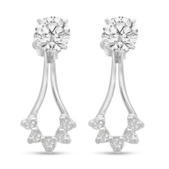 Estate Jewelry 14 Karat White Gold Cluster Dangle Diamond Earring Jackets, Dress Up Your Stud Earrings & SAVE!
