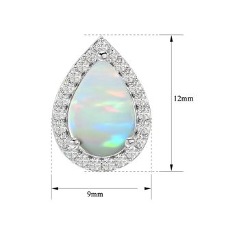 3 Carat Pear Shape Opal and Halo Diamond Earrings In Sterling Silver