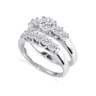 1ct Diamond Bridal Set With 1/3ct Center Diamond in 14k White Gold