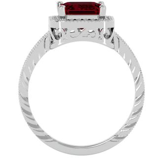 2 1/2 Carat Antique Style Ruby and Diamond Ring in 14 Karat White Gold