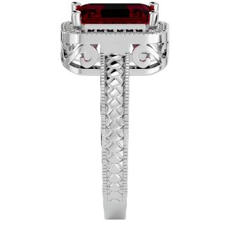 2 1/2 Carat Antique Style Ruby and Diamond Ring in 14 Karat White Gold