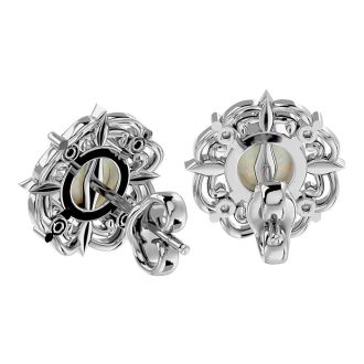 2 Carat Opal and Diamond Antique Stud Earrings In Sterling Silver