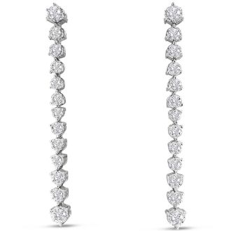 4 Carat Diamond Drop Earrings In 14 Karat White Gold