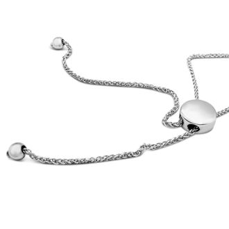 4 Carat Emerald and Diamond Bolo Bracelet In 14 Karat White Gold, Adjustable 6-9 Inches