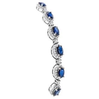 4 Carat Sapphire and Diamond Bolo Bracelet In 14 Karat White Gold, Adjustable 6-9 Inches