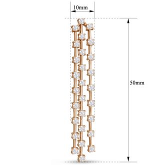 3 Carat Diamond Drop Earrings In 14 Karat Yellow Gold, 2 Inches