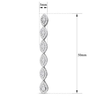 2 Carat Diamond Drop Earrings In 14 Karat White Gold, 2 Inches