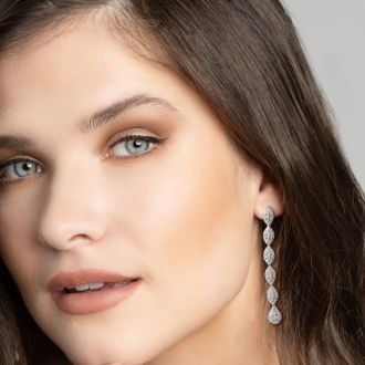 2 Carat Diamond Drop Earrings In 14 Karat White Gold, 2 Inches