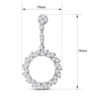2 1/4 Carat Diamond Drop Earrings In 14 Karat White Gold, 1 Inch
