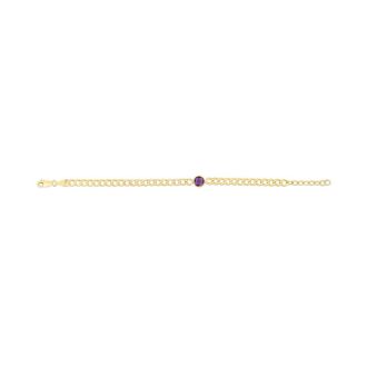 6mm Amethyst Curb Chain Bracelet In 14K Yellow Gold
