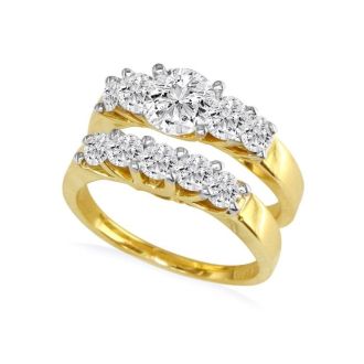 1.09ct Diamond Bridal Set With 1/4ct Center Diamond in 14k Yellow Gold
