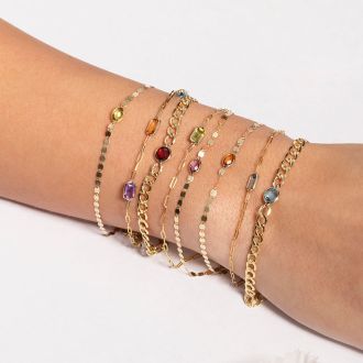 6x4mm Peridot Mirrored Chain Bracelet In 14K Yellow Gold