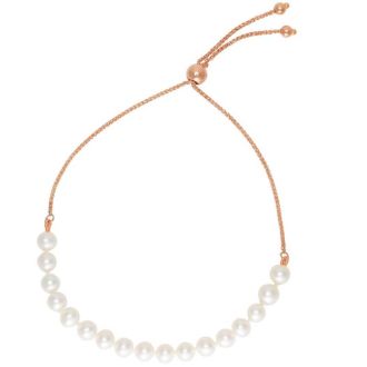 5mm Freshwater Cultured Pearl Adjustable Bolo Bracelet In 14K Rose Gold, 6-9 Inches