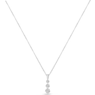 1 1/2 Carat Moissanite Three Stone Necklace In Sterling Silver, 18 Inches