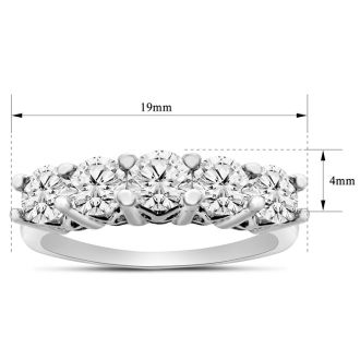 1 Carat Moissanite Five Stone Ring In Sterling Silver