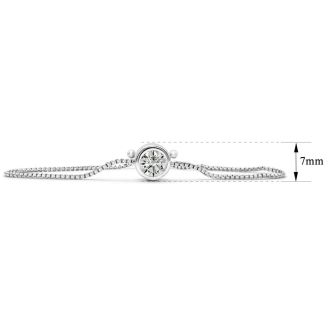 1 Carat Moissanite Bolo Bracelet In Sterling Silver, Adjustable 6-9 Inches