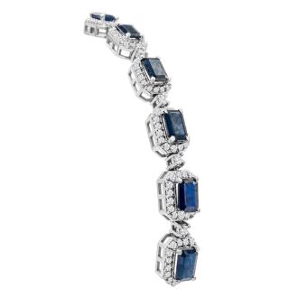 4 Carat Sapphire and Diamond Bolo Bracelet In 14 Karat White Gold, Adjustable 6-9 Inches