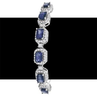 4 Carat Sapphire and Diamond Bolo Bracelet In 14 Karat White Gold, Adjustable 6-9 Inches