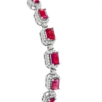 4 Carat Ruby and Diamond Bolo Bracelet In 14 Karat White Gold, Adjustable 6-9 Inches