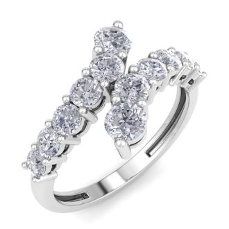 1ct Journey Style Right Hand Diamond Ring in 14k White Gold