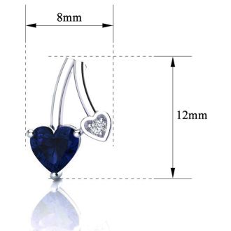3/4 Carat Sapphire and Diamond Heart Earrings In Sterling Silver