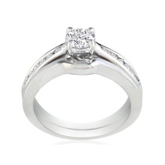 Very Fine 3/4ct Diamond Bridal Set, White Gold
