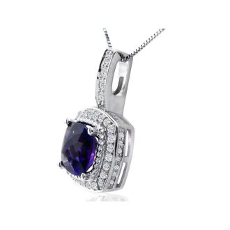 2 1/2ct Amethyst and Diamond Pendant in 14k White Gold