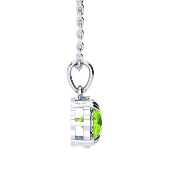 2 Carat Cushion Cut Peridot and Diamond Necklace In Sterling Silver With 18 Inch Chain
