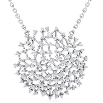 2 1/2 Carat Diamond Medallion Necklace In 14K White Gold, 18 Inches