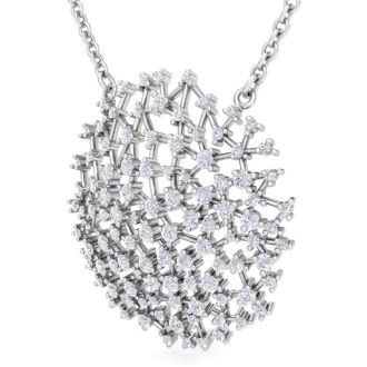 2 1/2 Carat Diamond Medallion Necklace In 14K White Gold, 18 Inches