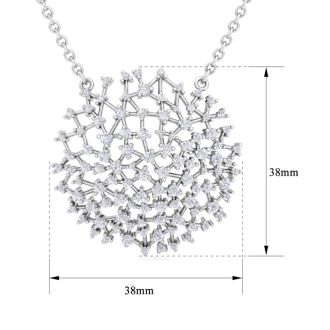 2 1/2 Carat Diamond Medallion Necklace In 14K White Gold, 18 Inches
