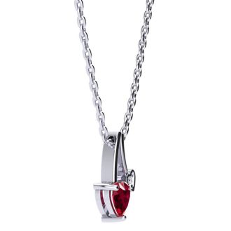 1/2 Carat Heart Shaped Ruby and Diamond Necklace In Sterling Silver With 18 Inch Chain