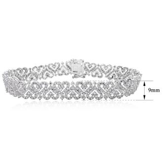 Exclusive Closeout: New 1ct Diamond Bracelet in Beautiful Heart Motif. Very Finely Crafted.