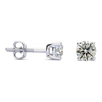 Estate Jewelry AGS Certified 1/3 Carat Diamond Stud Earrings In 14 Karat White Gold