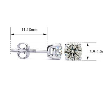 Estate Jewelry AGS Certified 1/3 Carat Diamond Stud Earrings In 14 Karat White Gold