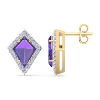 Amethyst Earrings: 2 1/5 Carat Amethyst and Diamond Earrings