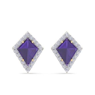 Amethyst Earrings: 2 1/5 Carat Amethyst and Diamond Earrings