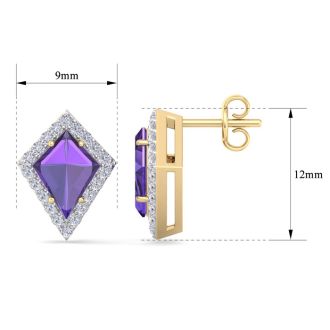 Amethyst Earrings: 2 1/5 Carat Amethyst and Diamond Earrings