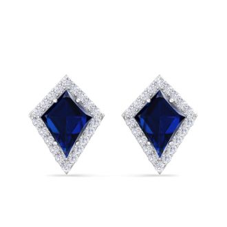 Sapphire Earrings: 2 1/5 Carat Sapphire and Diamond Earrings