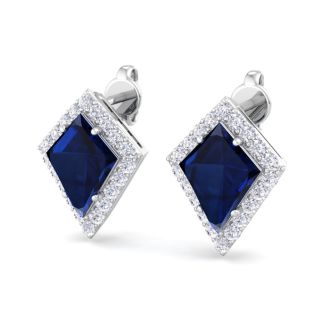 Sapphire Earrings: 2 1/5 Carat Sapphire and Diamond Earrings