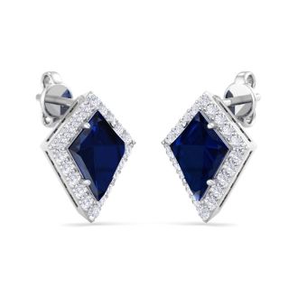 Sapphire Earrings: 2 1/5 Carat Sapphire and Diamond Earrings